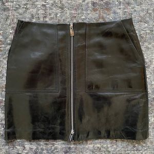 Anine Bing Lamb Leather Front Zip Skirt